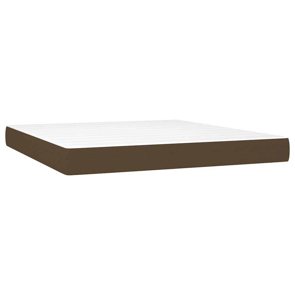 LED Boxspringbett mit Kopfteil Dunkelbraun Stoff