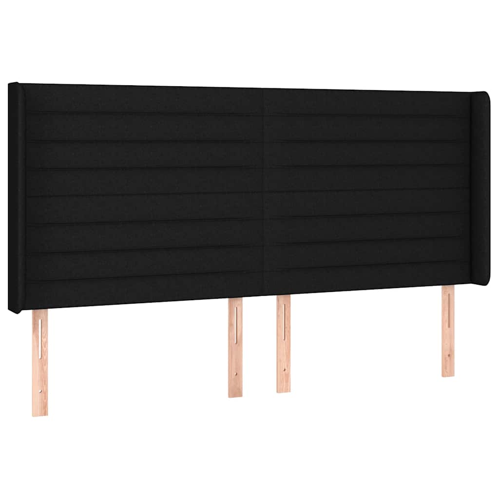 LED Boxspringbett mit Kopfteil Schwarz Stoff