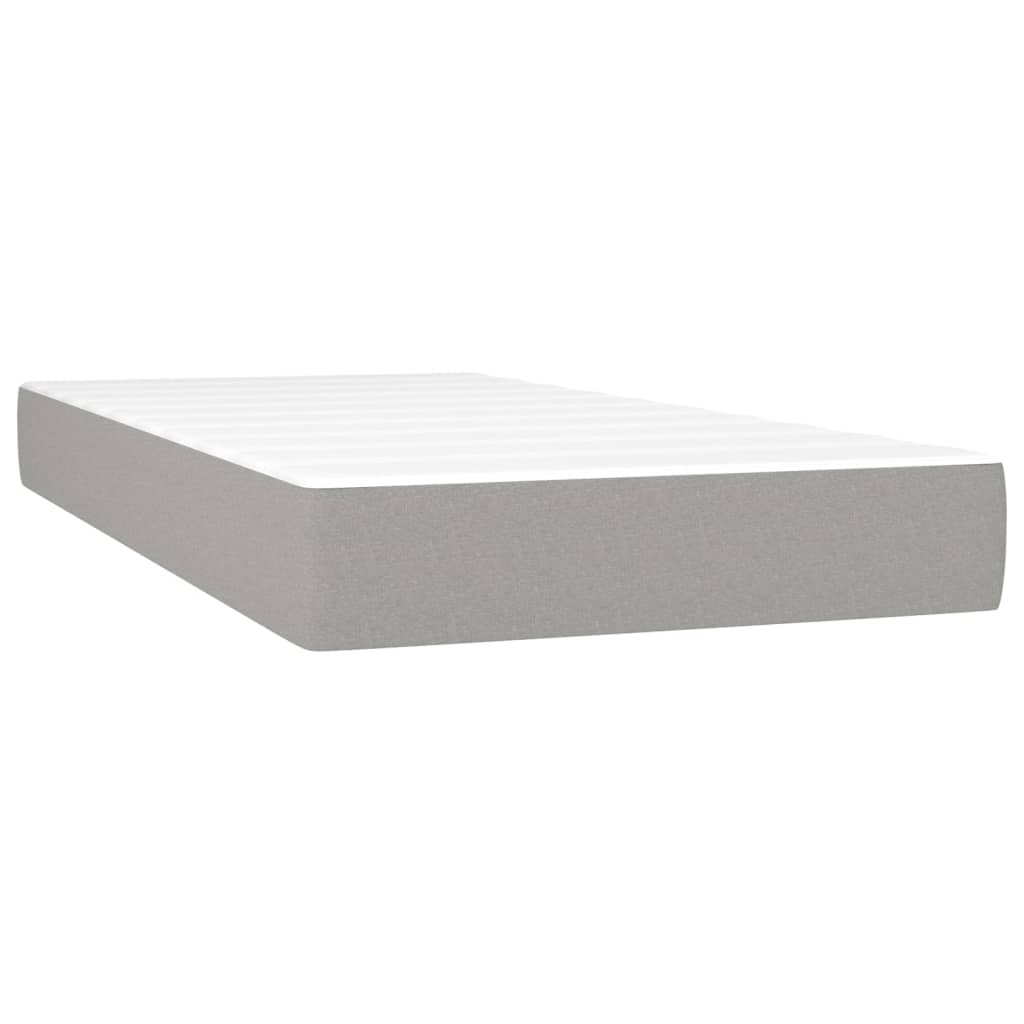 LED Boxspringbett mit Kopfteil Hellgrau Stoff