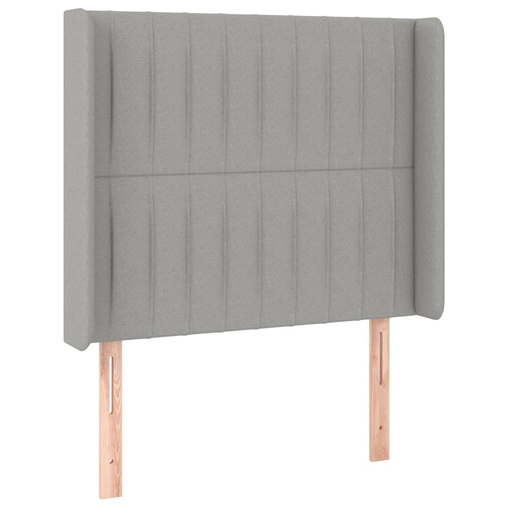 LED Boxspringbett mit Kopfteil Hellgrau Stoff