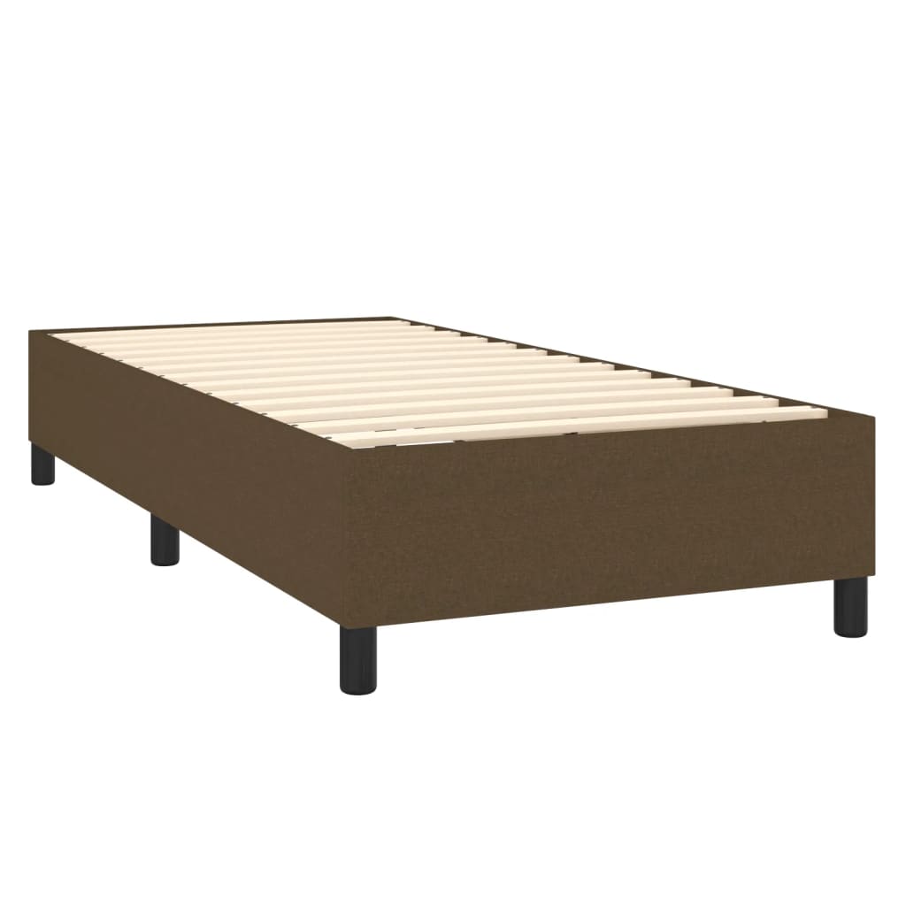 LED Boxspringbett mit Kopfteil Dunkelbraun Stoff