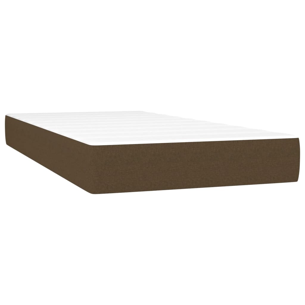 LED Boxspringbett mit Kopfteil Dunkelbraun Stoff