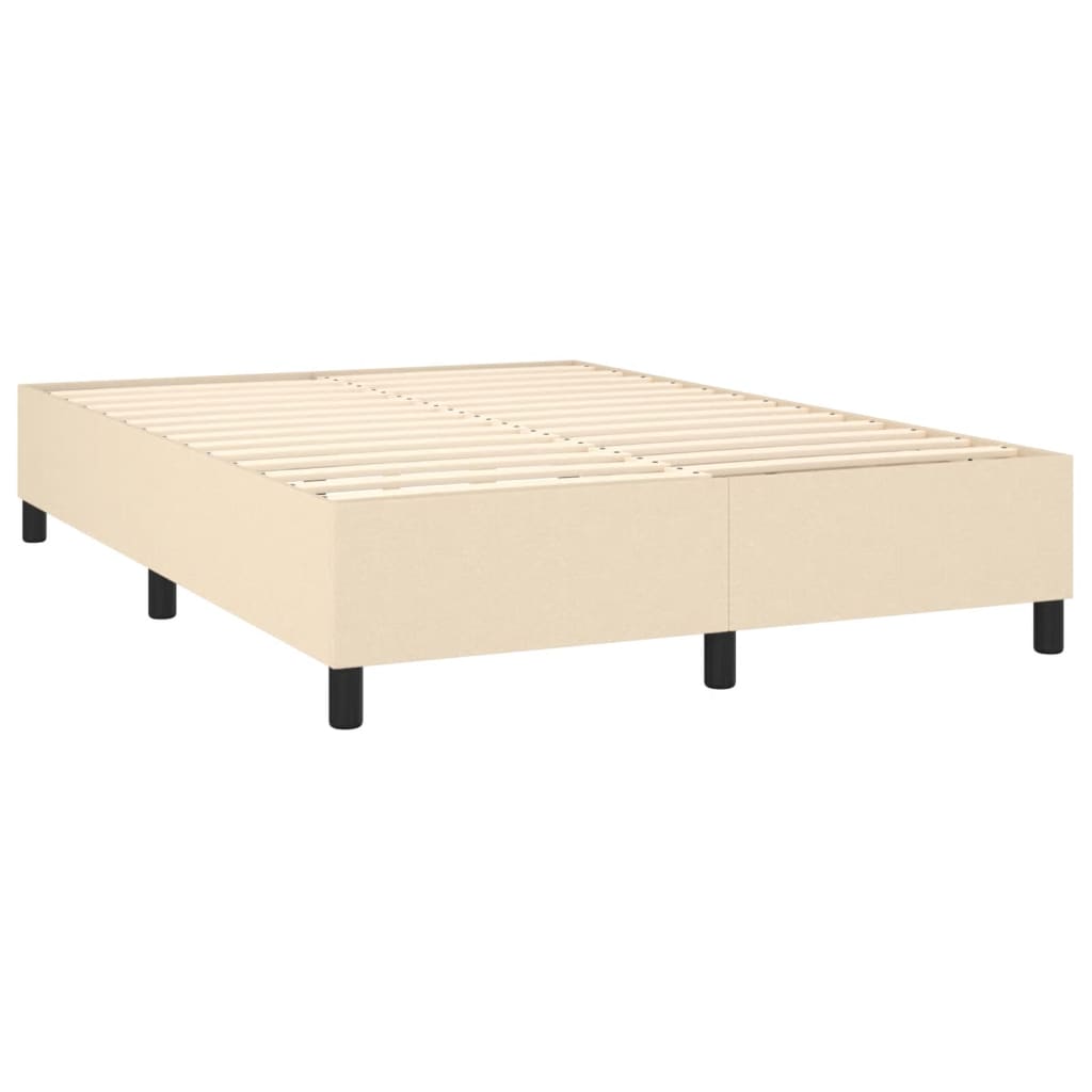 LED Boxspringbett mit Kopfteil Creme Stoff