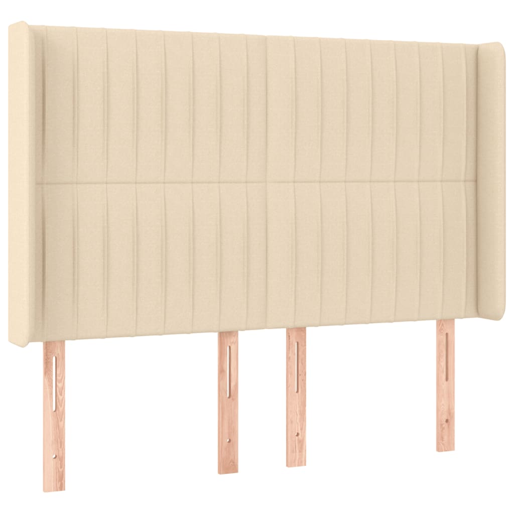 LED Boxspringbett mit Kopfteil Creme Stoff