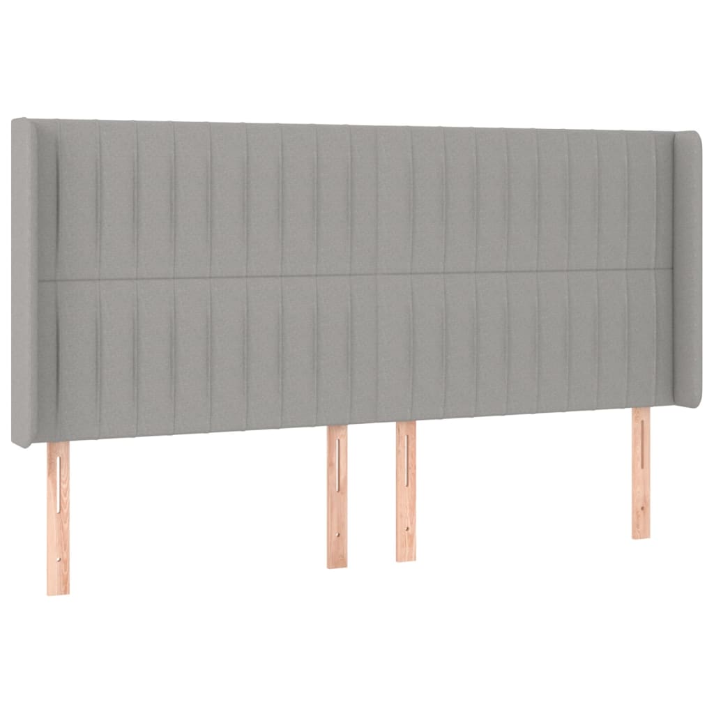 LED Boxspringbett mit Kopfteil Hellgrau Stoff
