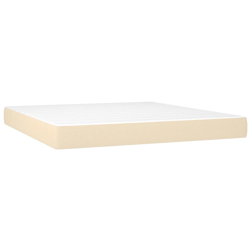 LED Boxspringbett mit Kopfteil Creme Stoff