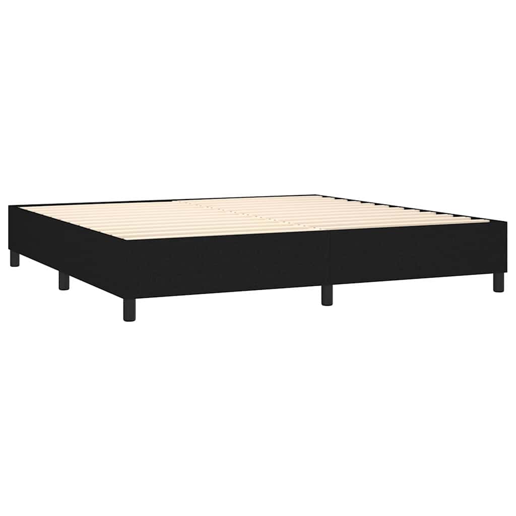 LED Boxspringbett mit Kopfteil Schwarz Stoff