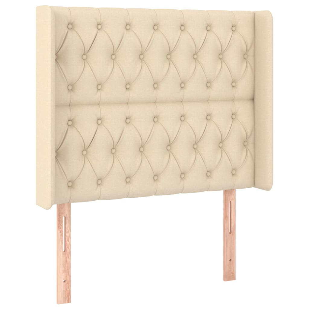 LED Boxspringbett mit Kopfteil Creme Stoff
