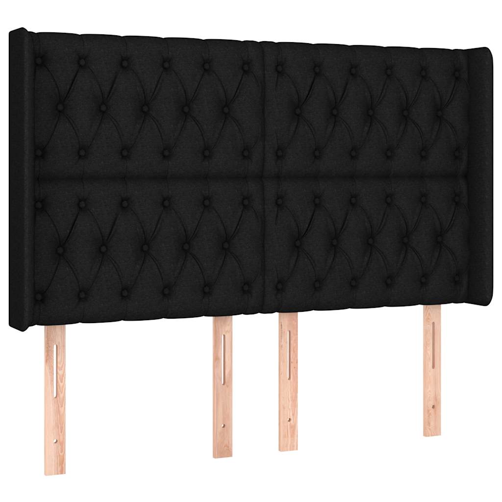 LED Boxspringbett mit Kopfteil Schwarz Stoff