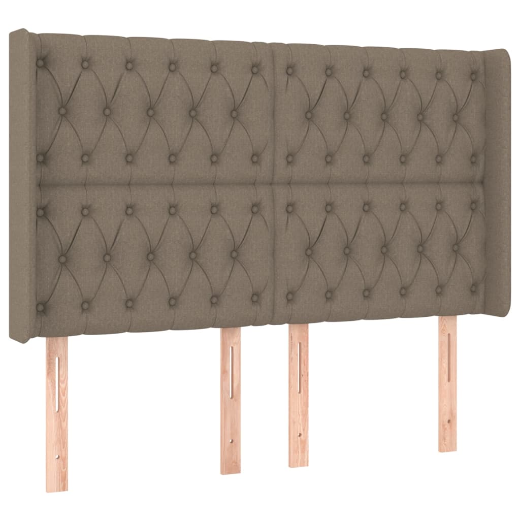 LED Boxspringbett mit Kopfteil Taupe Stoff