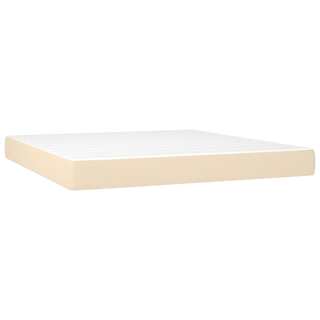 LED Boxspringbett mit Kopfteil Creme Stoff