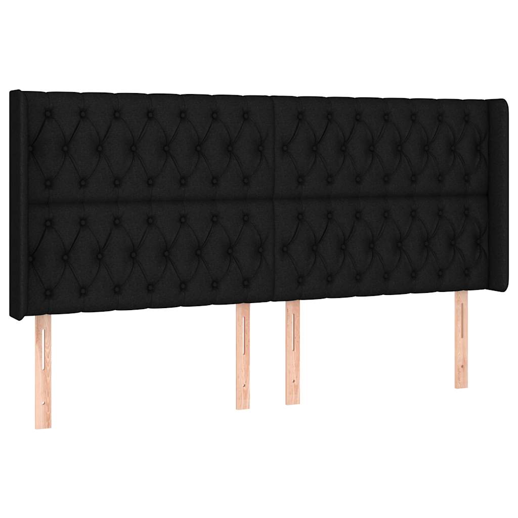 Boxspringbett mit Matratze & LED Schwarz 180x200 cm Stoff