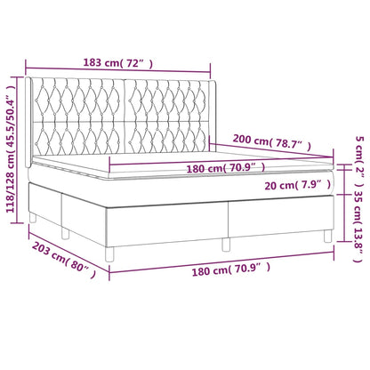 Boxspringbett mit Matratze & LED Creme 180x200 cm Stoff