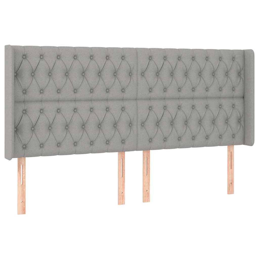 LED Boxspringbett mit Kopfteil Hellgrau Stoff