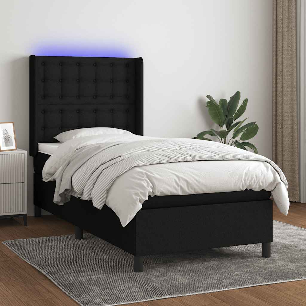 Boxspringbett mit Matratze & LED Schwarz 80x200 cm Stoff