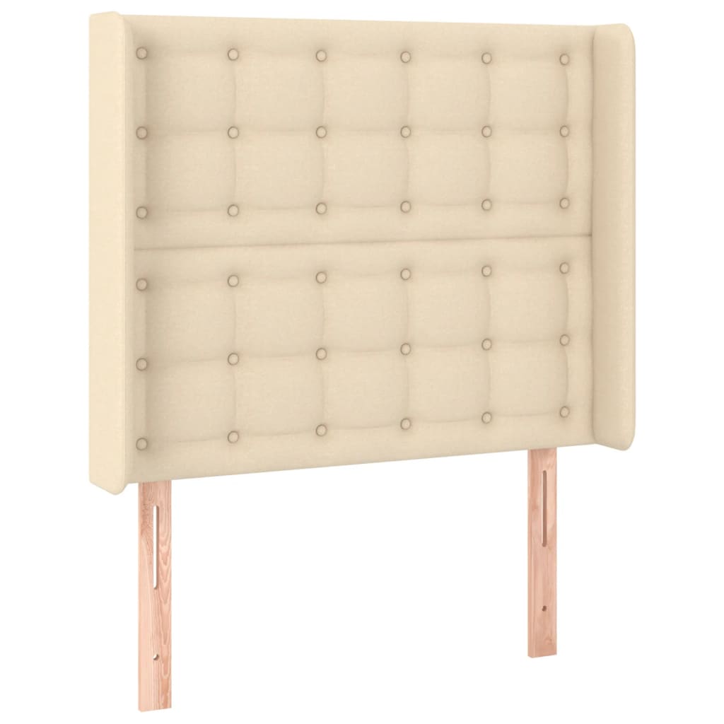 LED Boxspringbett mit Kopfteil Creme Stoff