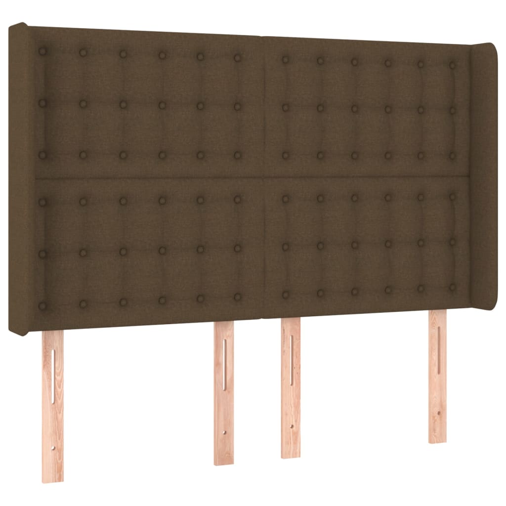 LED Boxspringbett mit Kopfteil Dunkelbraun Stoff