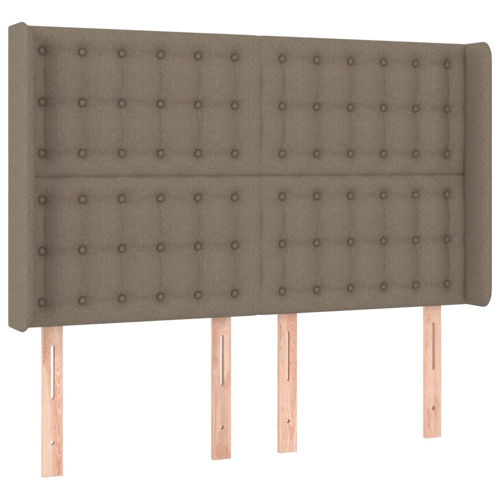 LED Boxspringbett mit Kopfteil Taupe Stoff