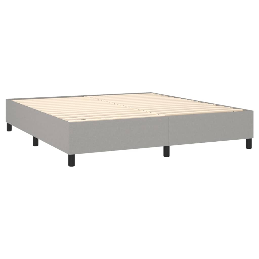 LED Boxspringbett mit Kopfteil Hellgrau Stoff