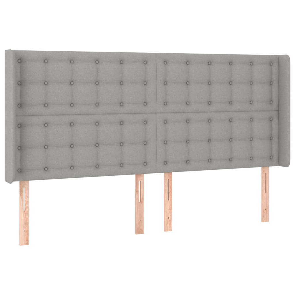 LED Boxspringbett mit Kopfteil Hellgrau Stoff