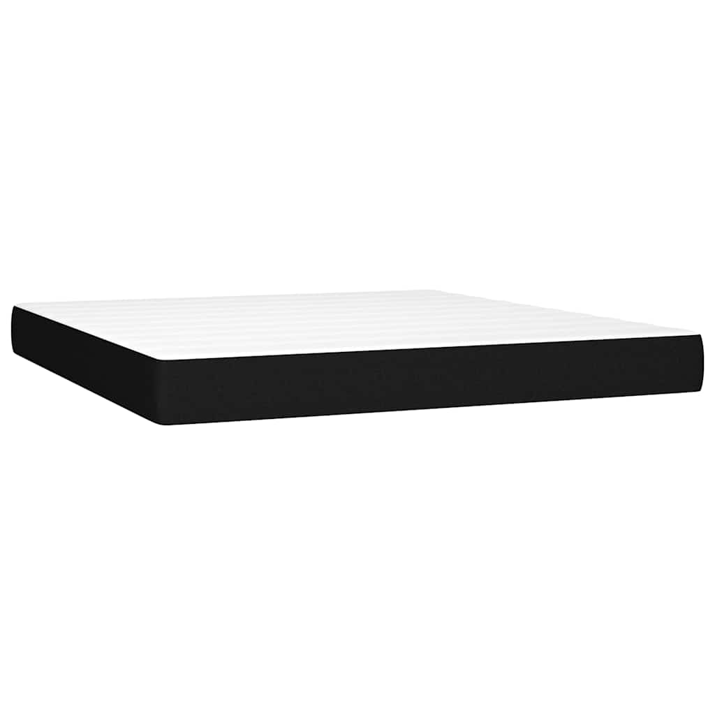 LED Boxspringbett mit Kopfteil Schwarz Stoff