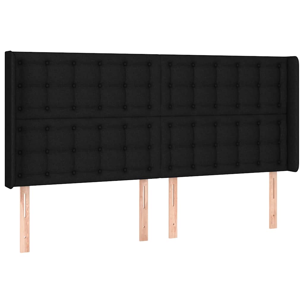 LED Boxspringbett mit Kopfteil Schwarz Stoff
