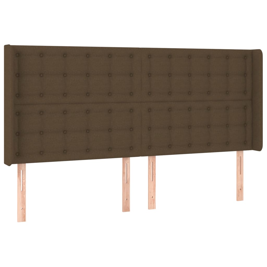 LED Boxspringbett mit Kopfteil Dunkelbraun Stoff