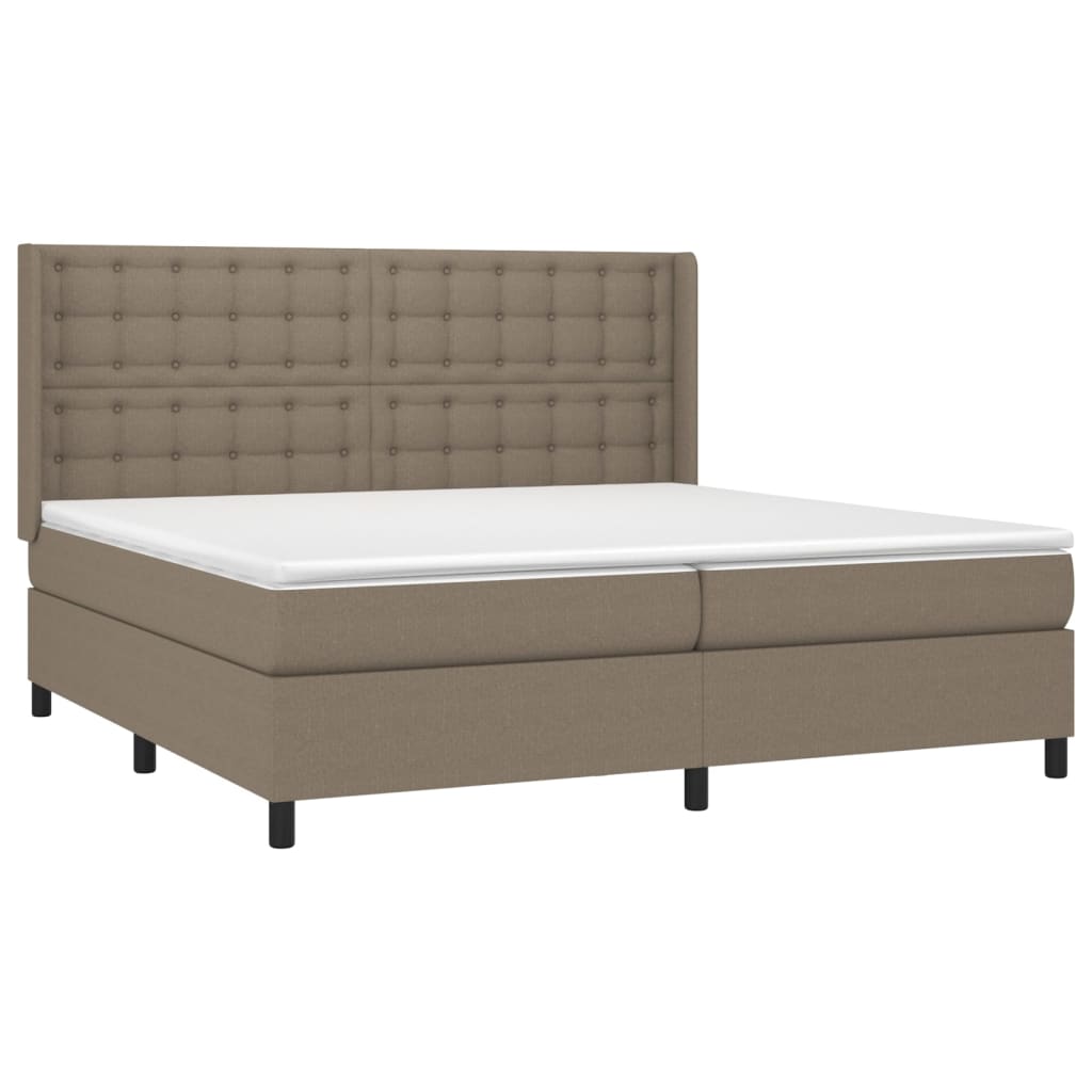 LED Boxspringbett mit Kopfteil Taupe Stoff