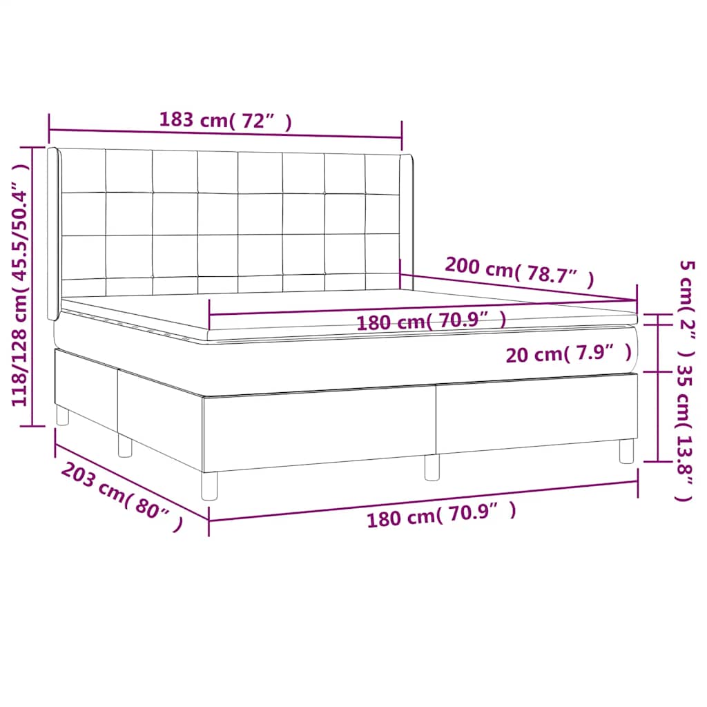 Boxspringbett mit Matratze & LED Schwarz 180x200 cm Stoff
