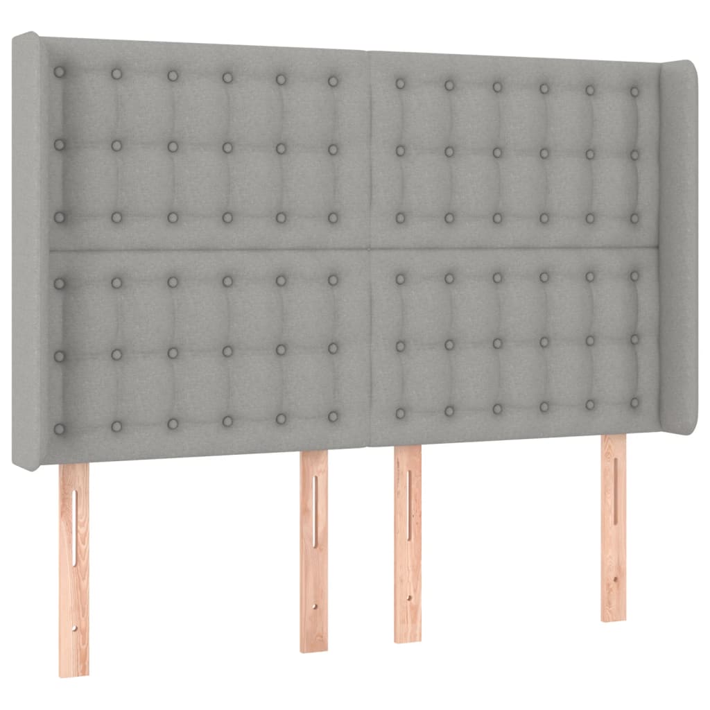 Boxspringbett mit Matratze & LED Hellgrau 140x190 cm Stoff
