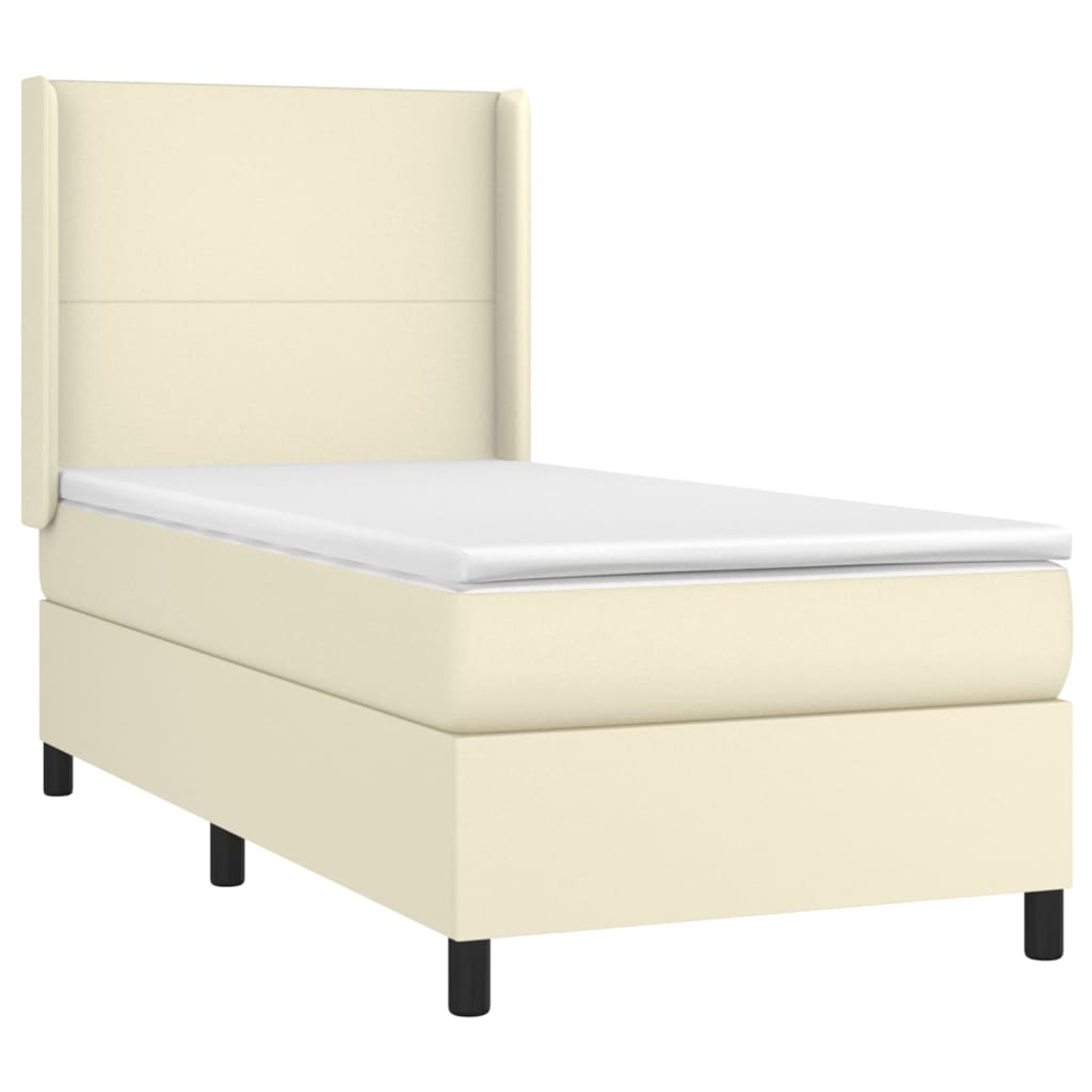 Boxspringbett mit Matratze & LED Creme 90x190 cm Kunstleder