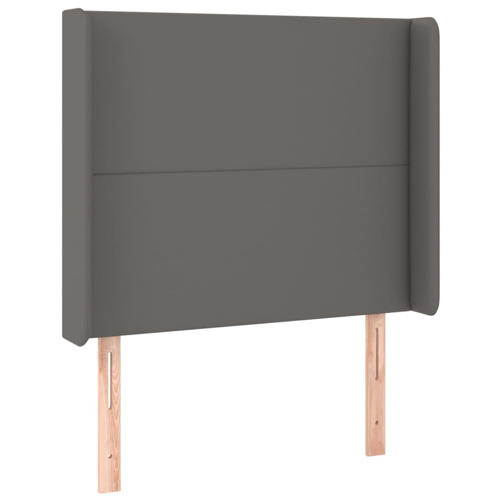 Boxspringbett mit Matratze & LED Grau 90x190 cm Kunstleder