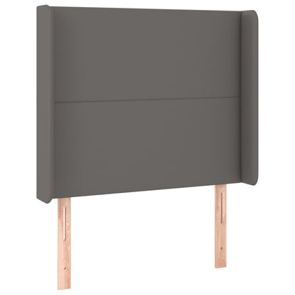 Boxspringbett mit Matratze & LED Grau 90x190 cm Kunstleder