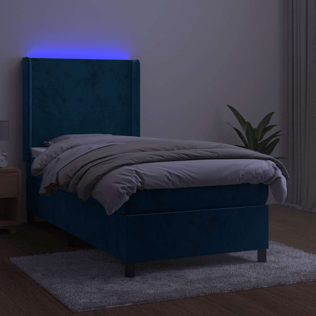 Boxspringbett mit Matratze & LED Dunkelblau 80x200 cm Samt