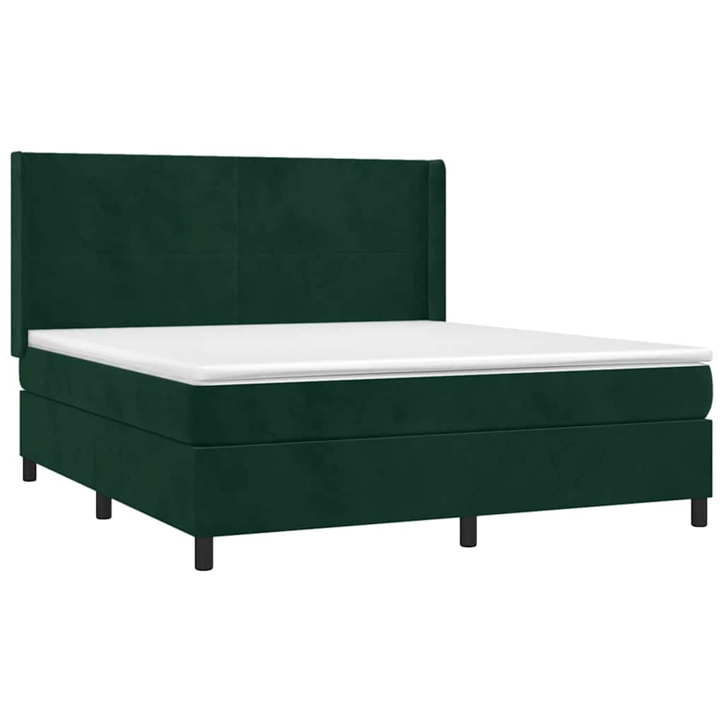 Boxspringbett mit Matratze & LED Dunkelgrün 180x200 cm Samt