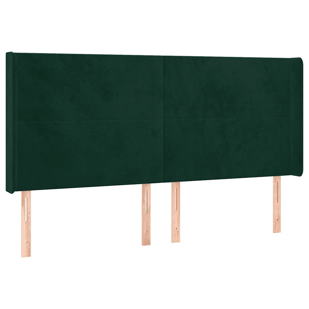 Boxspringbett mit Matratze & LED Dunkelgrün 200x200 cm Samt
