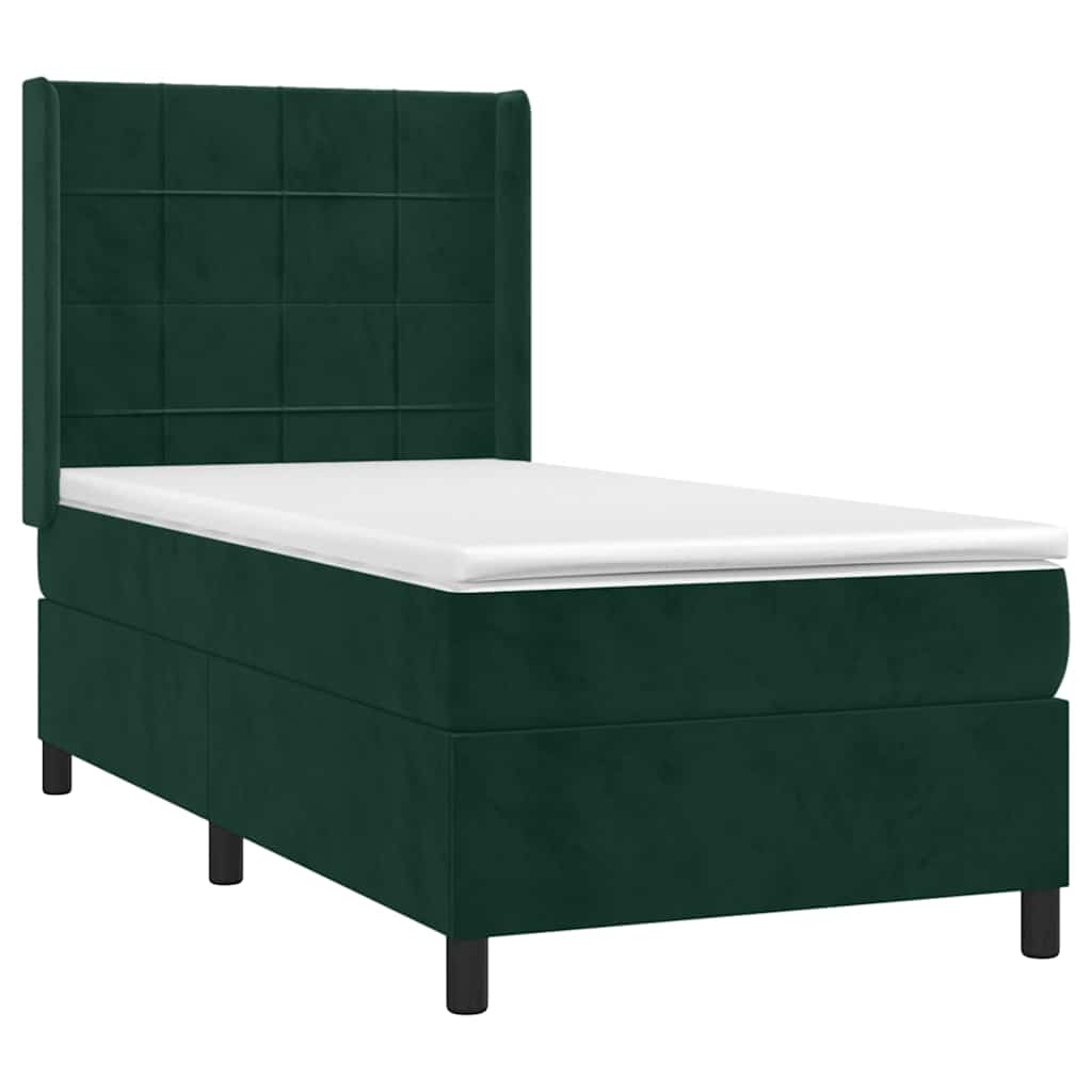 Boxspringbett mit Matratze & LED Dunkelgrün 80x200 cm Samt