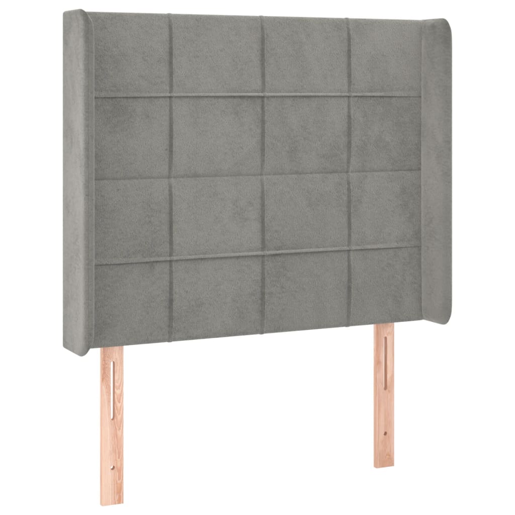Boxspringbett mit Matratze & LED Hellgrau 90x190 cm Samt