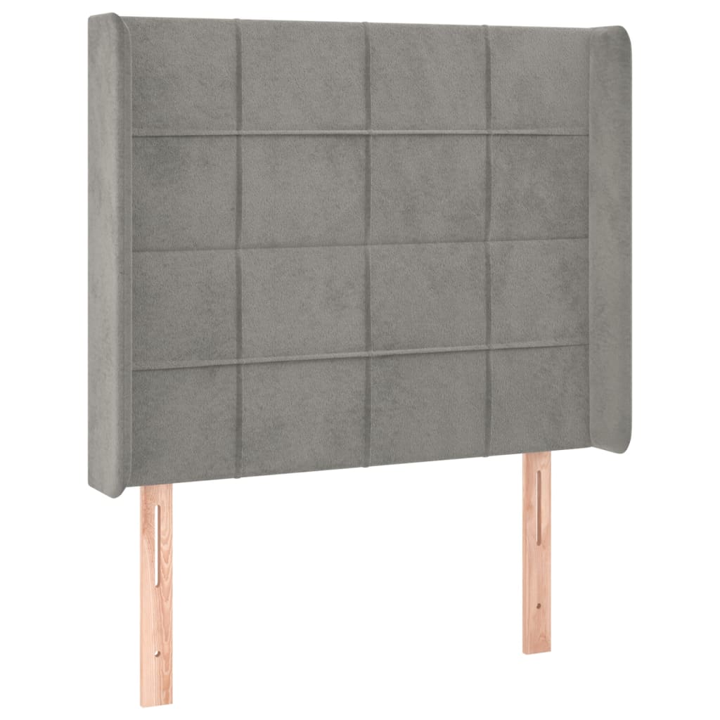 Boxspringbett mit Matratze & LED Hellgrau 100x200 cm Samt