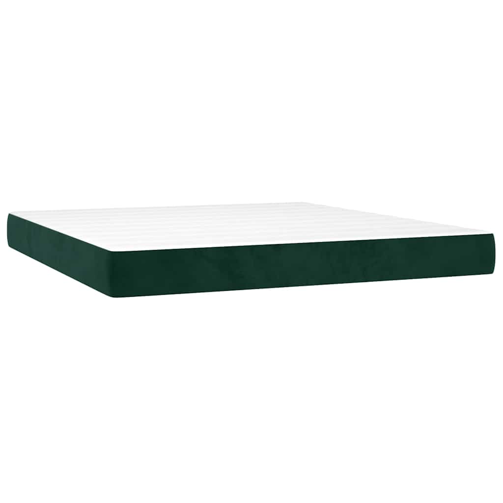 Boxspringbett mit Matratze & LED Dunkelgrün 160x200 cm Samt