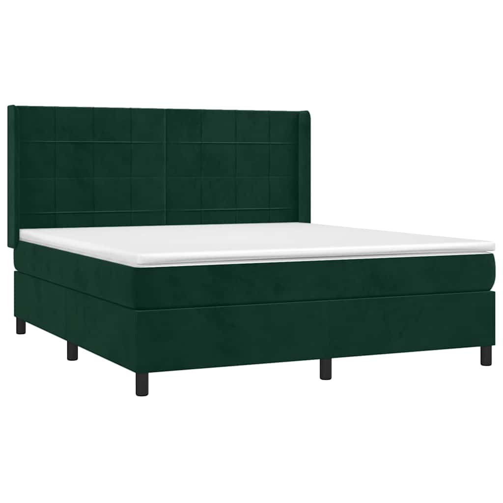 Boxspringbett mit Matratze & LED Dunkelgrün 180x200 cm Samt