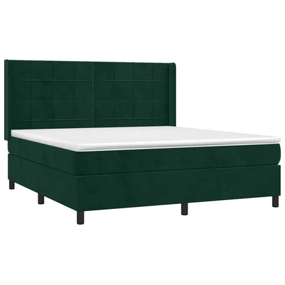 Boxspringbett mit Matratze & LED Dunkelgrün 180x200 cm Samt