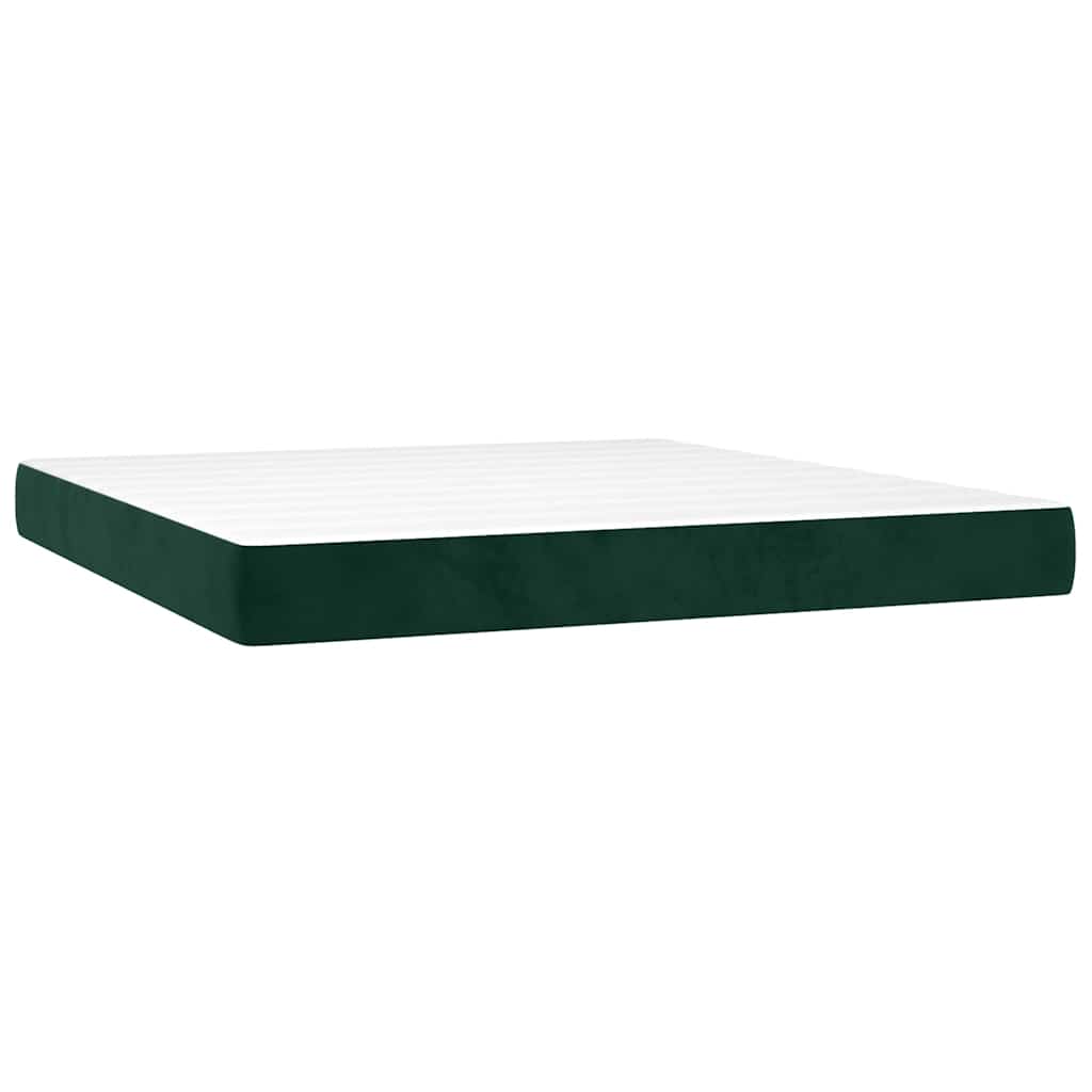 Boxspringbett mit Matratze & LED Dunkelgrün 180x200 cm Samt