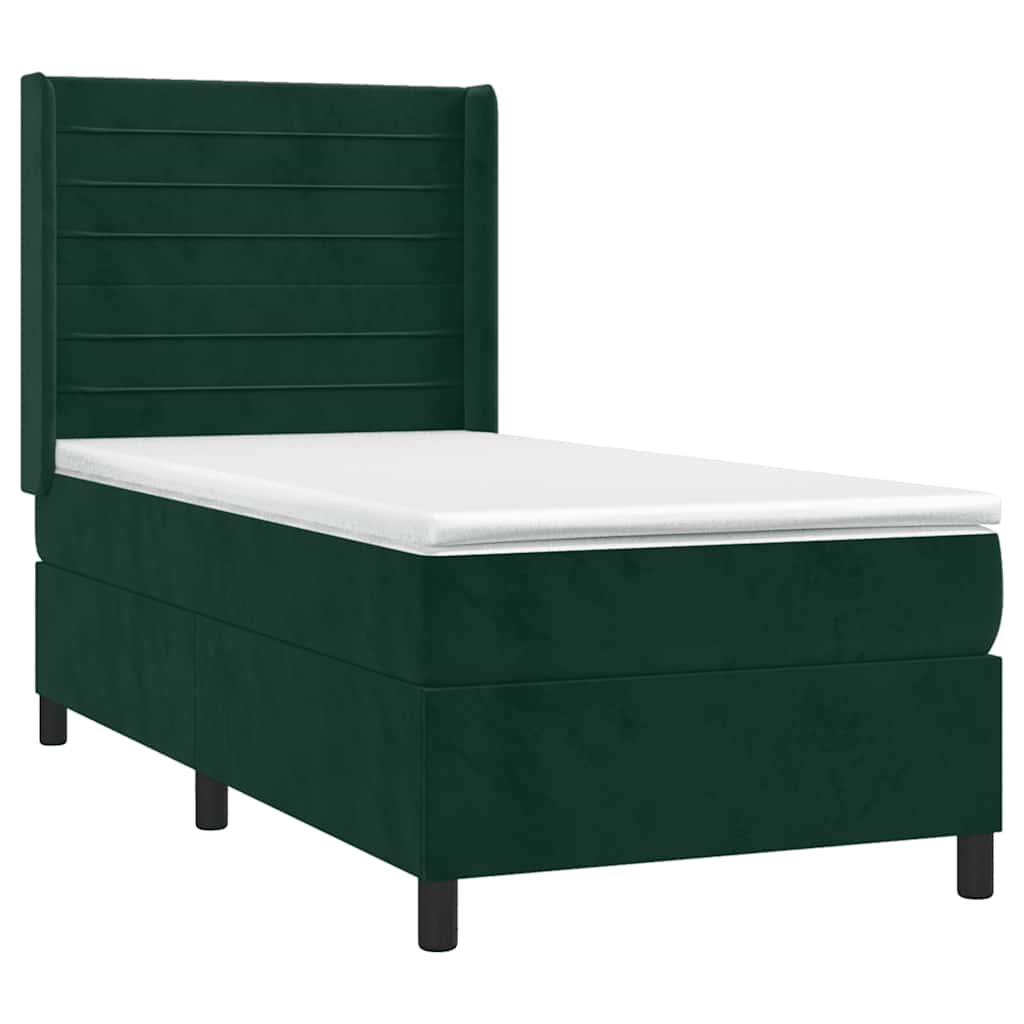 Boxspringbett mit Matratze & LED Dunkelgrün 80x200 cm Samt