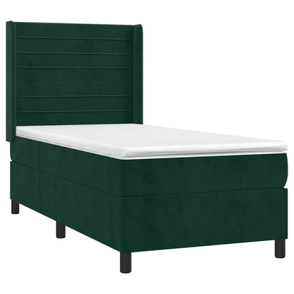 Boxspringbett mit Matratze & LED Dunkelgrün 80x200 cm Samt