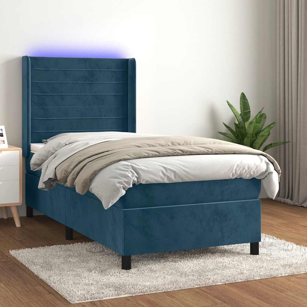 Boxspringbett mit Matratze & LED Dunkelblau 80x200 cm Samt
