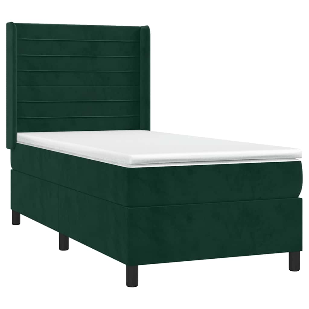 Boxspringbett mit Matratze & LED Dunkelgrün 100x200 cm Samt
