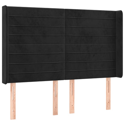 Boxspringbett mit Matratze & LED Schwarz 140x190 cm Samt