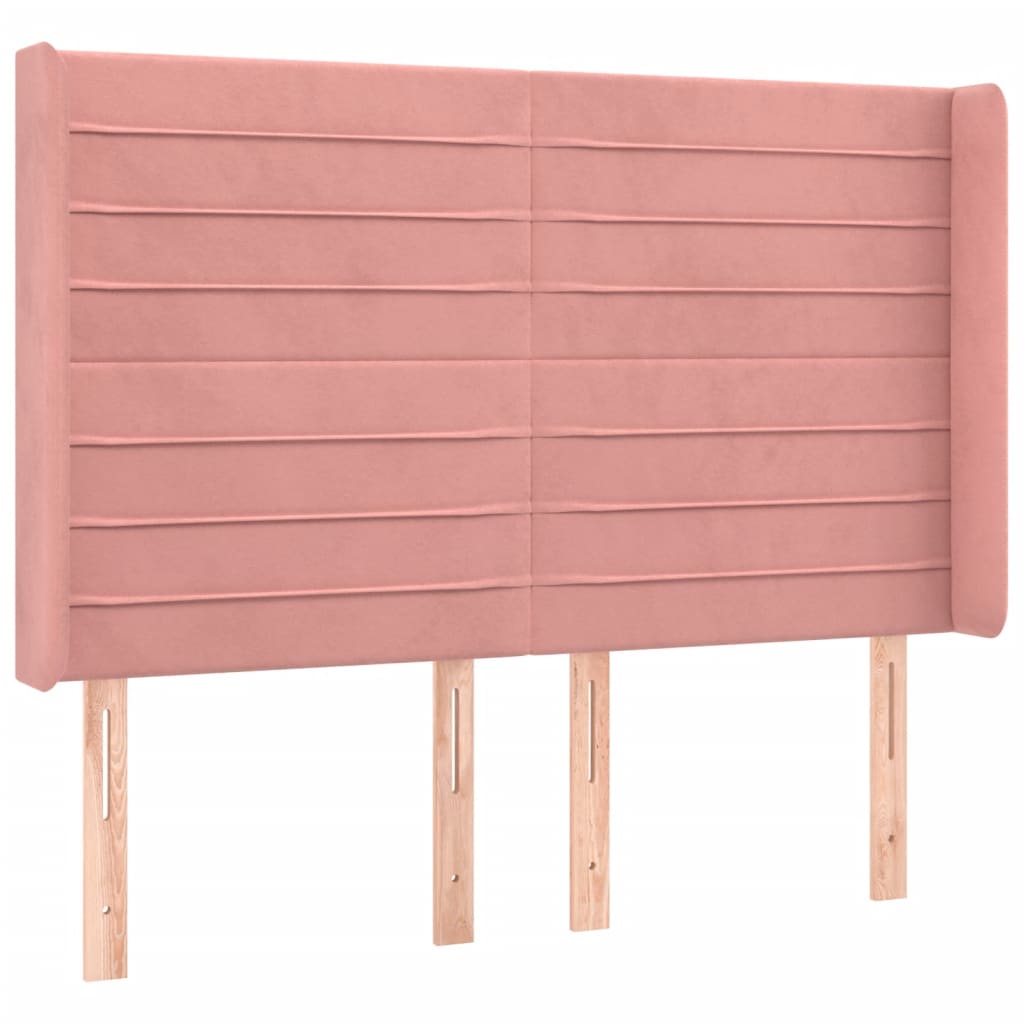 Boxspringbett mit Matratze & LED Rosa 140x200 cm Samt