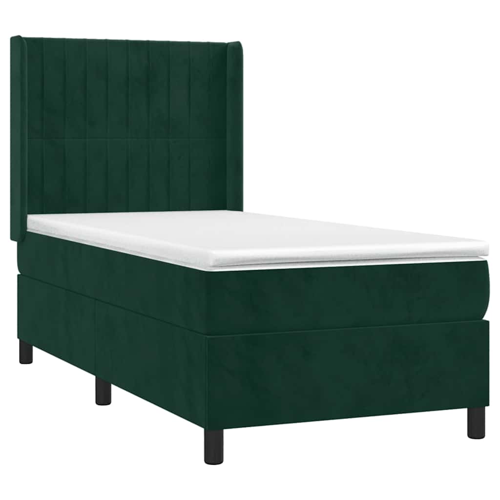 Boxspringbett mit Matratze & LED Dunkelgrün 100x200 cm Samt